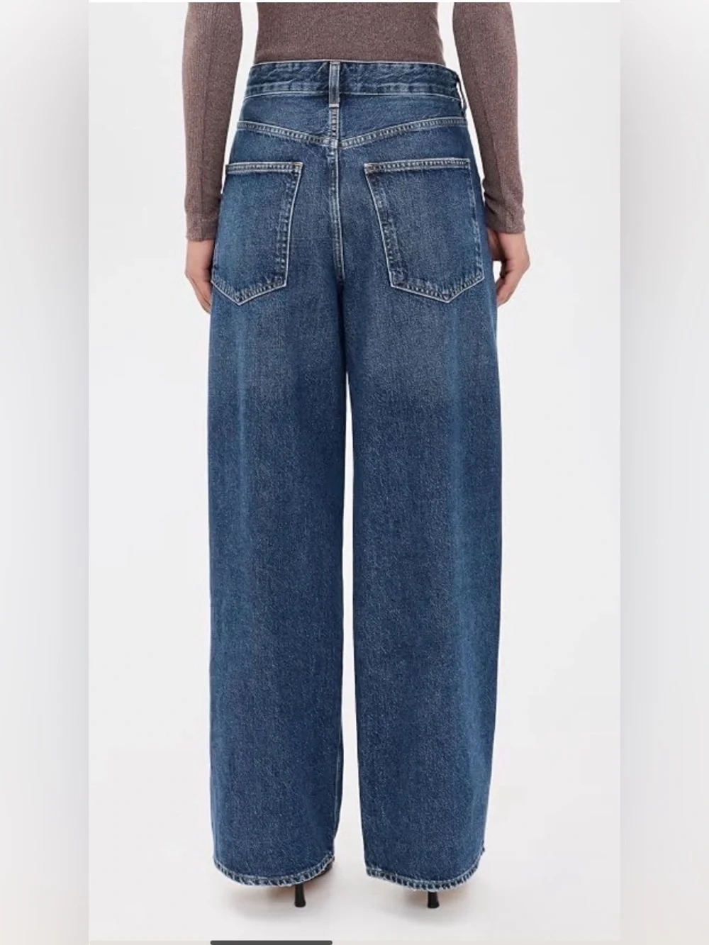 Agolde Wide-Leg High-Rise Jeans in Dark Blue Wash